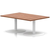 Italia Rectangular Coffee Table, 1200x800x475mm, White Leg, Walnut