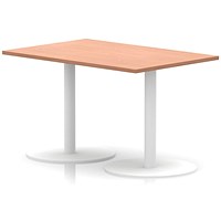 Italia Poseur Rectangular Table, 1200x800x720mm, White Leg, Beech