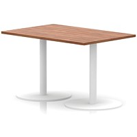 Italia Poseur Rectangular Table, 1200x800x720mm, White Leg, Walnut