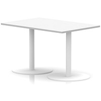 Italia Poseur Rectangular Table, 1200x800x720mm, White Leg, Oak