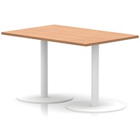 Italia Poseur Rectangular Table, 1200x800x720mm, White Leg, Oak