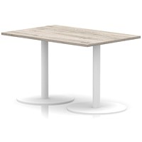 Italia Poseur Rectangular Table, 1200x800x720mm, White Leg, Grey Oak