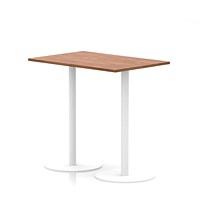 Italia Poseur Rectangular Table, 1200x800x1145mm, White Leg, Walnut