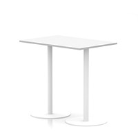 Italia Poseur Rectangular Table, 1200x800x1145mm, White Leg, Oak