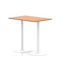Italia Poseur Rectangular Table, 1200x800x1145mm, White Leg, Oak