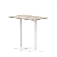 Italia Poseur Rectangular Table, 1200x800x1145mm, White Leg, Grey Oak