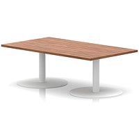 Italia Rectangular Coffee Table, 1400x800x475mm, White Leg, Walnut