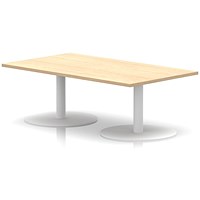 Italia Rectangular Coffee Table, 1400x800x475mm, White Leg, Maple