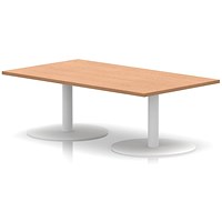 Italia Rectangular Coffee Table, 1400x800x475mm, White Leg, Oak