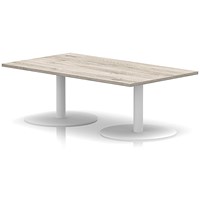 Italia Rectangular Coffee Table, 1400x800x475mm, White Leg, Grey Oak