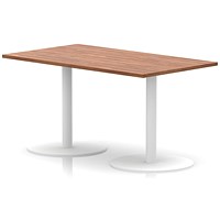 Italia Poseur Rectangular Table, 1400x800x720mm, White Leg, Walnut