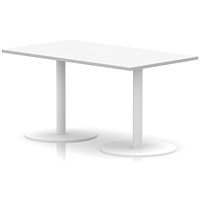 Italia Poseur Rectangular Table, 1400x800x720mm, White Leg, Oak