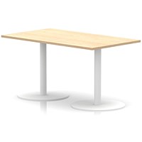 Italia Poseur Rectangular Table, 1400x800x720mm, White Leg, Maple
