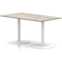 Italia Poseur Rectangular Table, 1400x800x720mm, White Leg, Grey Oak