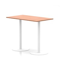 Italia Poseur Rectangular Table, 1400x800x1145mm, White Leg, Beech