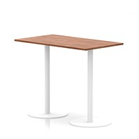 Italia Poseur Rectangular Table, 1400x800x1145mm, White Leg, Walnut