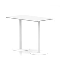 Italia Poseur Rectangular Table, 1400x800x1145mm, White Leg, Oak