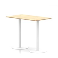 Italia Poseur Rectangular Table, 1400x800x1145mm, White Leg, Maple