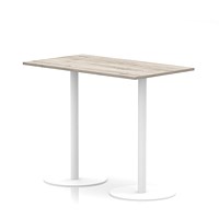 Italia Poseur Rectangular Table, 1400x800x1145mm, White Leg, Grey Oak