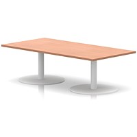 Italia Rectangular Coffee Table, 1600x800x475mm, White Leg, Beech