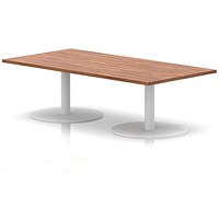 Italia Rectangular Coffee Table, 1600x800x475mm, White Leg, Walnut