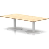 Italia Rectangular Coffee Table, 1600x800x475mm, White Leg, Maple