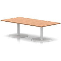 Italia Rectangular Coffee Table, 1600x800x475mm, White Leg, Oak
