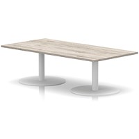 Italia Rectangular Coffee Table, 1600x800x475mm, White Leg, Grey Oak