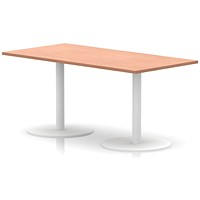 Italia Poseur Rectangular Table, 1600x800x720mm, White Leg, Beech