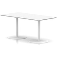 Italia Poseur Rectangular Table, 1600x800x720mm, White Leg, Oak