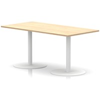 Italia Poseur Rectangular Table, 1600x800x720mm, White Leg, Maple