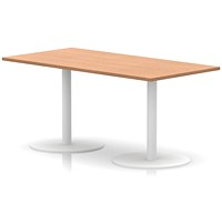 Italia Poseur Rectangular Table, 1600x800x720mm, White Leg, Oak