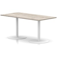 Italia Poseur Rectangular Table, 1600x800x720mm, White Leg, Grey Oak