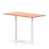 Italia Poseur Rectangular Table, 1600x800x1145mm, White Leg, Beech