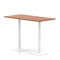 Italia Poseur Rectangular Table, 1600x800x1145mm, White Leg, Walnut