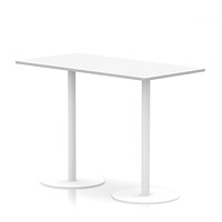 Italia Poseur Rectangular Table, 1600x800x1145mm, White Leg, Oak