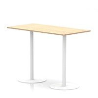 Italia Poseur Rectangular Table, 1600x800x1145mm, White Leg, Maple