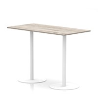 Italia Poseur Rectangular Table, 1600x800x1145mm, White Leg, Grey Oak