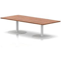 Italia Rectangular Coffee Table, 1800x800x475mm, White Leg, Walnut