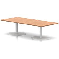 Italia Rectangular Coffee Table, 1800x800x475mm, White Leg, Oak