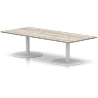 Italia Rectangular Coffee Table, 1800x800x475mm, White Leg, Grey Oak