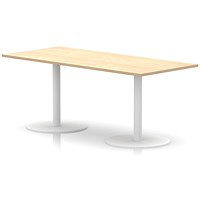 Italia Poseur Rectangular Table, 1800x800x720mm, White Leg, Maple