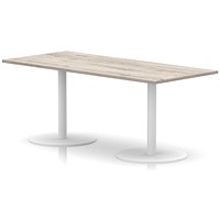 Italia Poseur Rectangular Table, 1800x800x720mm, White Leg, Grey Oak