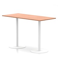 Italia Poseur Rectangular Table, 1800x800x1145mm, White Leg, Beech