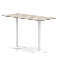 Italia Poseur Rectangular Table, 1800x800x1145mm, White Leg, Grey Oak