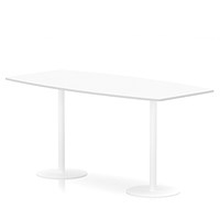 Italia Poseur High Gloss Table, 2400mm Wide, 1145mm High, White Leg, White
