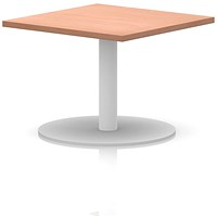 Italia Square Coffee Table, 800mm Wide, 475mm High, White Leg, Beech