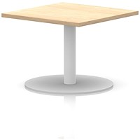 Italia Square Coffee Table, 800mm Wide, 475mm High, White Leg, Maple