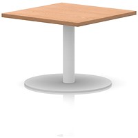 Italia Square Coffee Table, 800mm Wide, 475mm High, White Leg, Oak