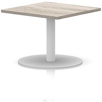 Italia Square Coffee Table, 800mm Wide, 475mm High, White Leg, Grey Oak